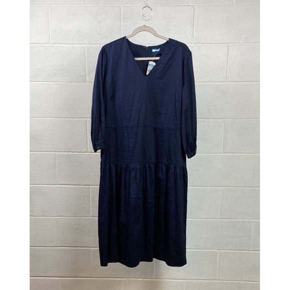 NWT $228 J. McLaughlin Dara Solid Women's Drop‎ Waist Dress Size XL Deep Navy
